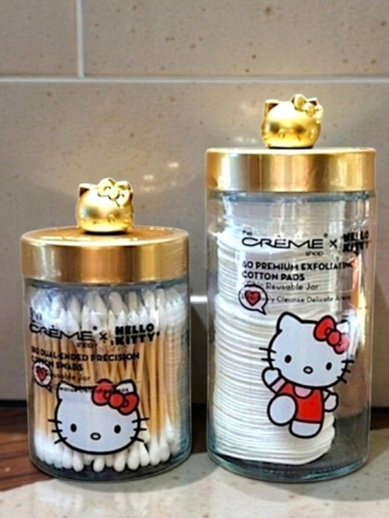 Hello Kitty Other - Hello Kitty Reusable Cotton Pads & Swabs Jar Set